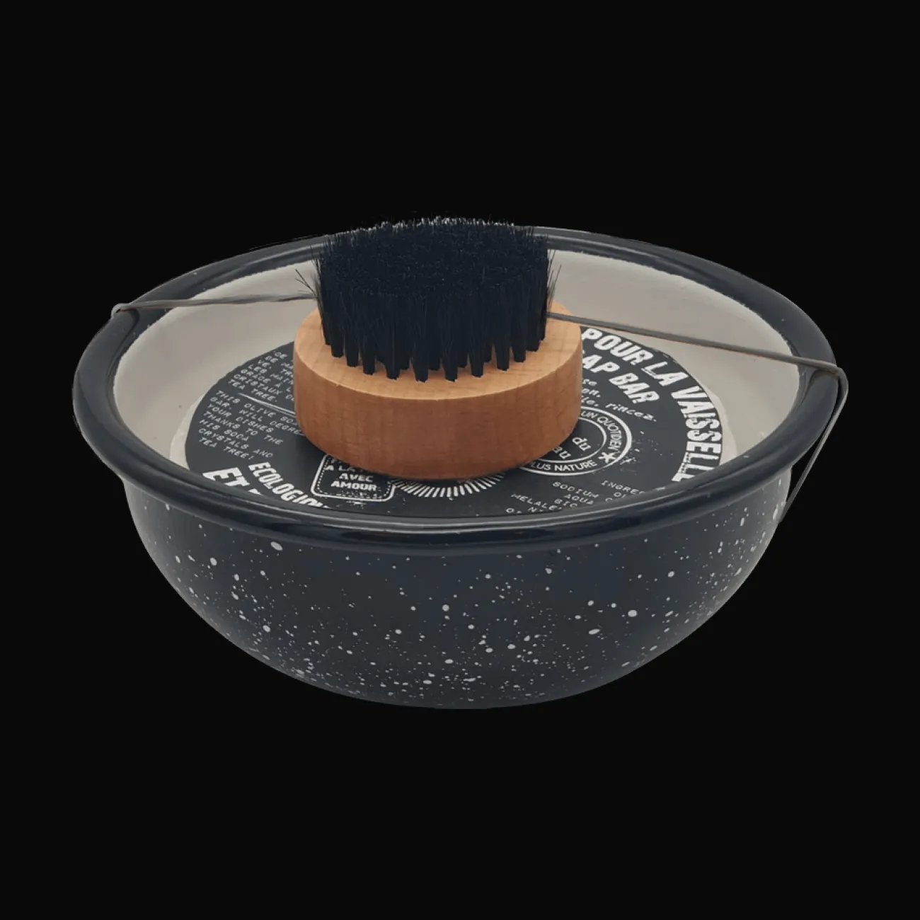 MAS DU ROSEAU Accessoires De Salle De Bain^Bol Émaillé avec Brosse et Savon Solide pour Vaisselle