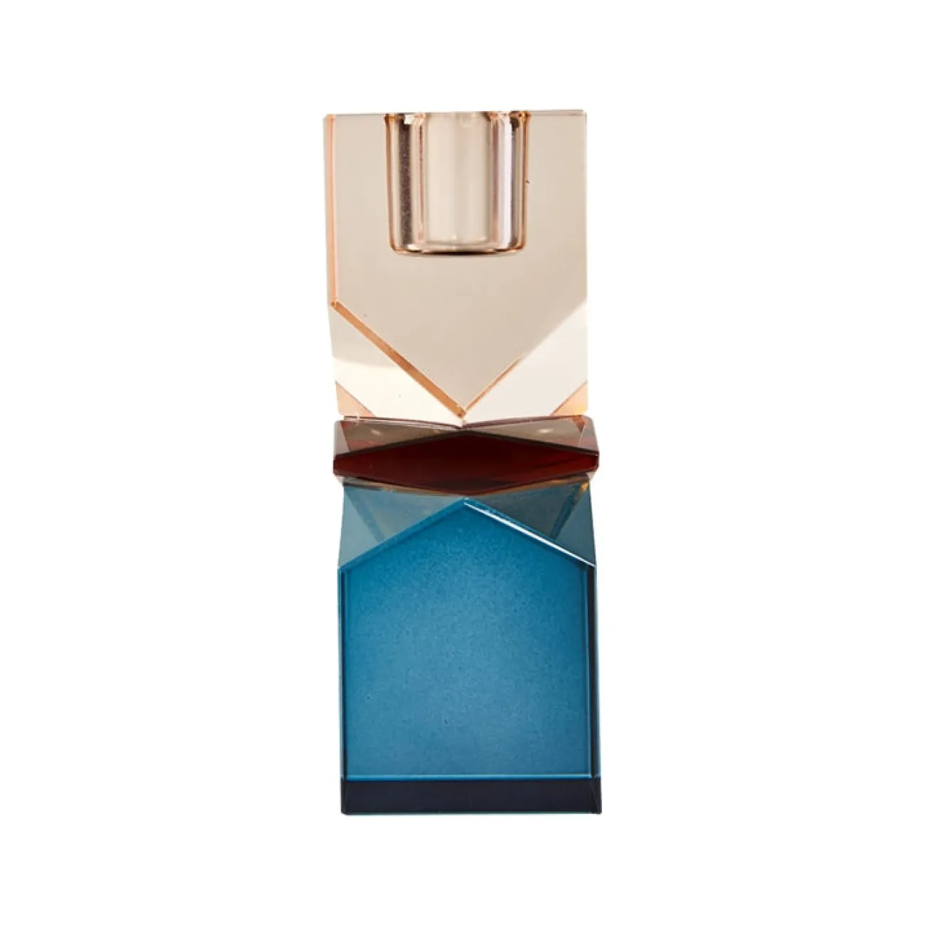 EJA Petits Objets Décoratifs^Bougeoir cristal h.11 cm - ambre bleu
