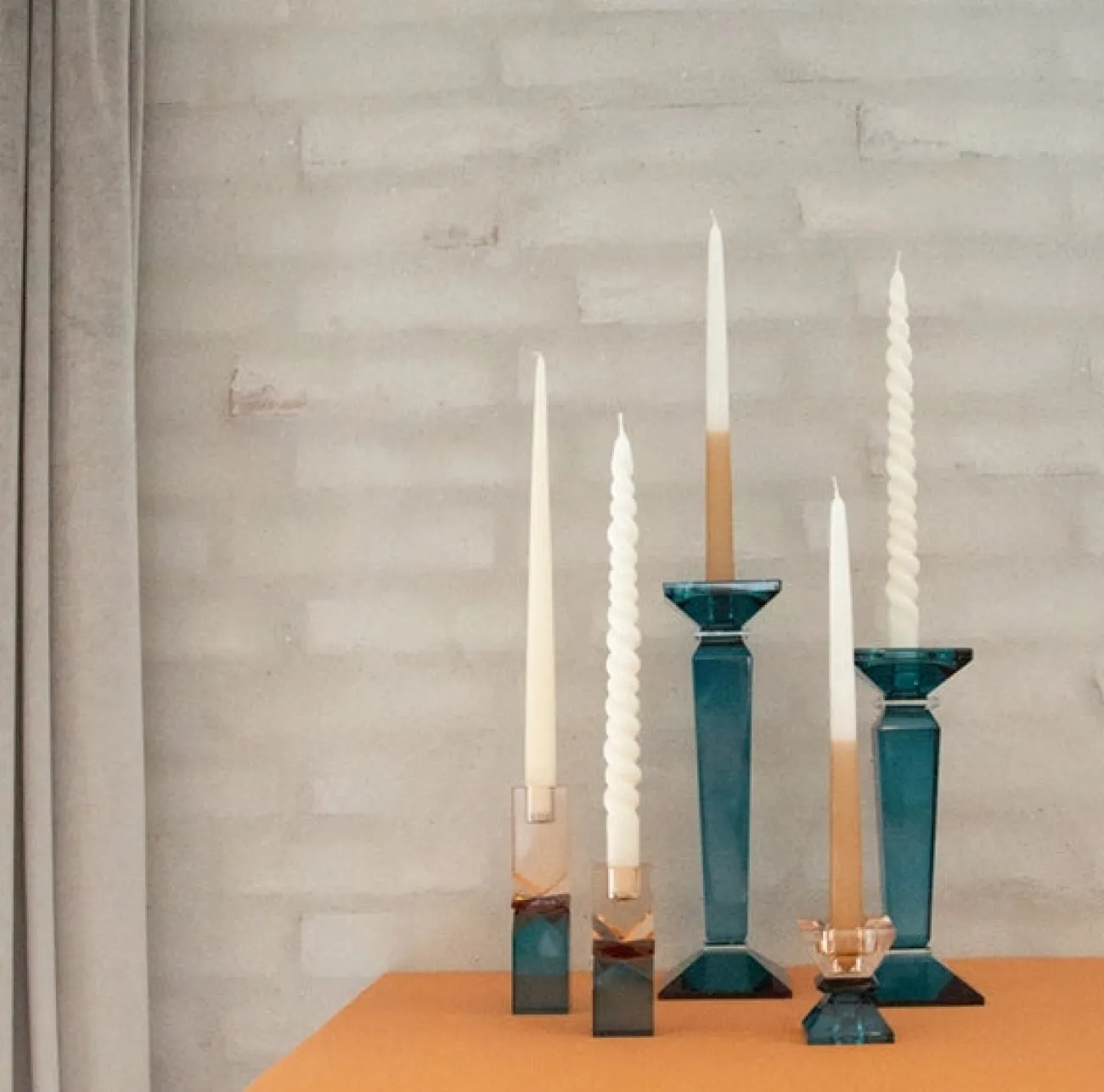 EJA Petits Objets Décoratifs^Bougeoir cristal h.11 cm - ambre bleu