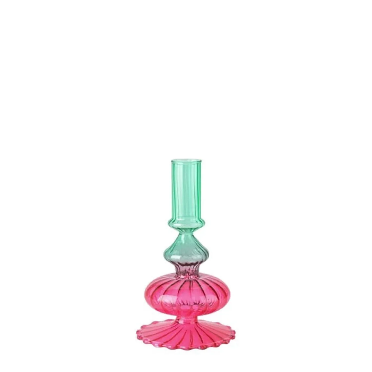 GIFT COMPANY Petits Objets Décoratifs^Bougeoir cristal h.15.5 cm - vert et rose