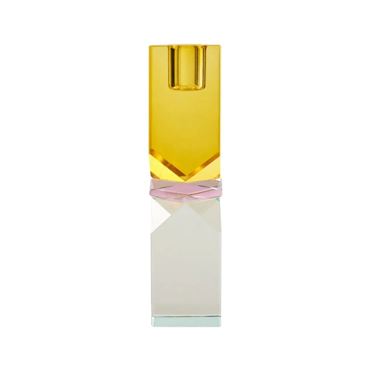 EJA Petits Objets Décoratifs^Bougeoir cristal h.16,5 cm tie and dye - yellow