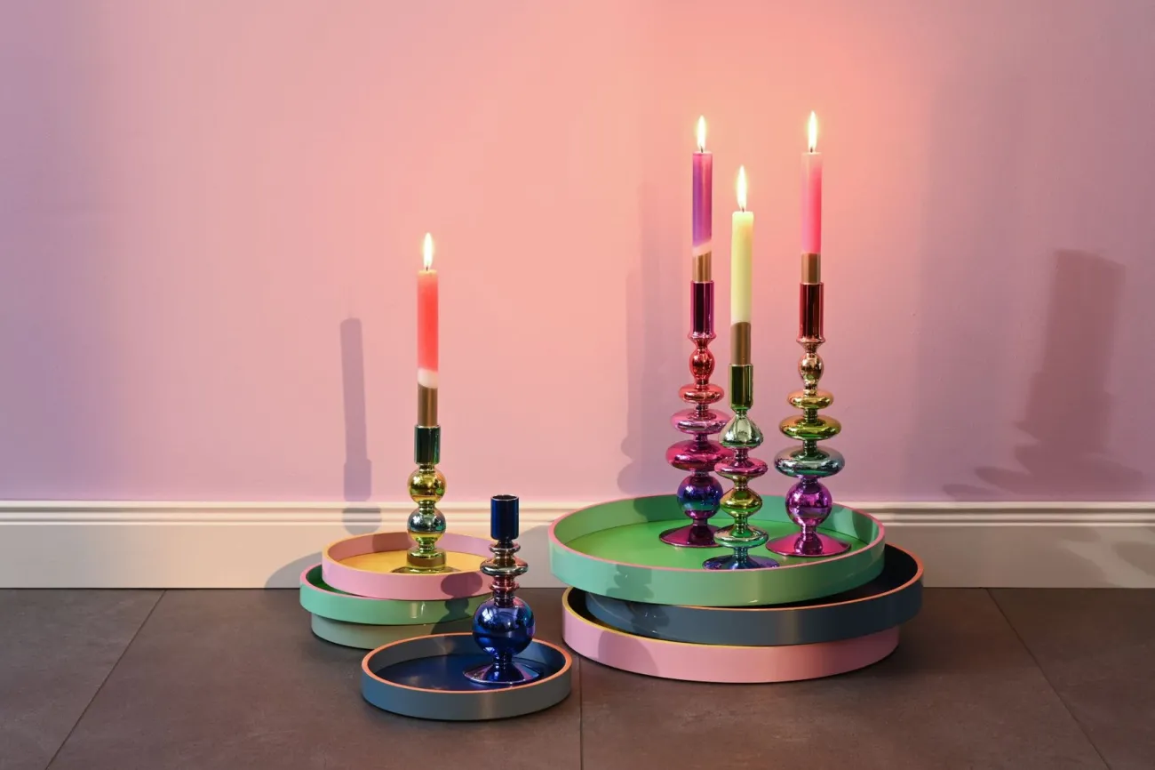 GIFT COMPANY Petits Objets Décoratifs^Bougeoir h.27.7 cm - rose, rouge et violet