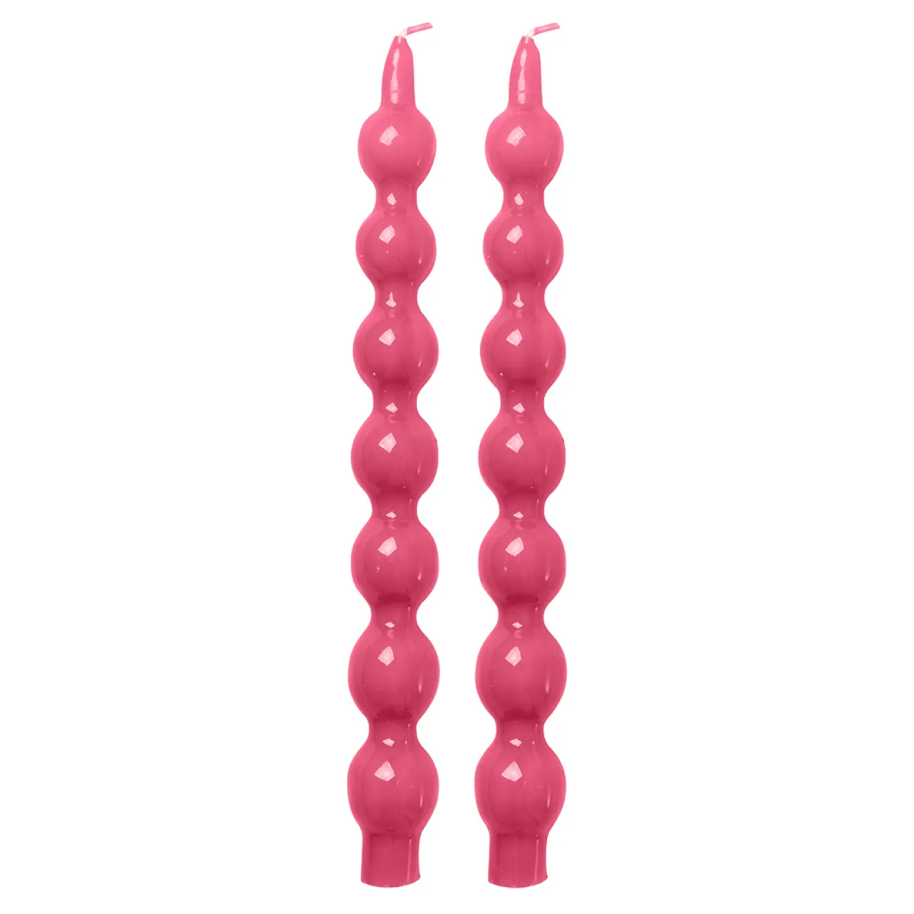 RICE Bougies Décoratives^Bougies Longues Perles Fucshia - Pack de 2