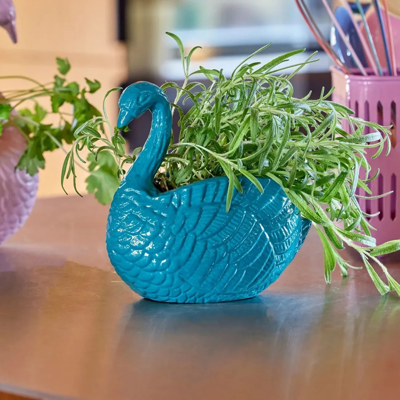 RICE Vases, Caches Pot^Cache Pot métal - Cygne