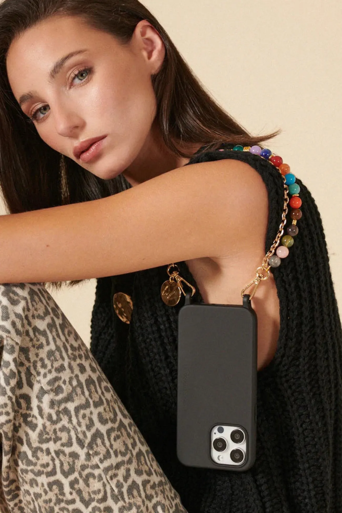 LA COQUE FRANÇAISE Chaînes De Téléphone^Chaîne courte de téléphone 35 cm - Harper perles multicolores