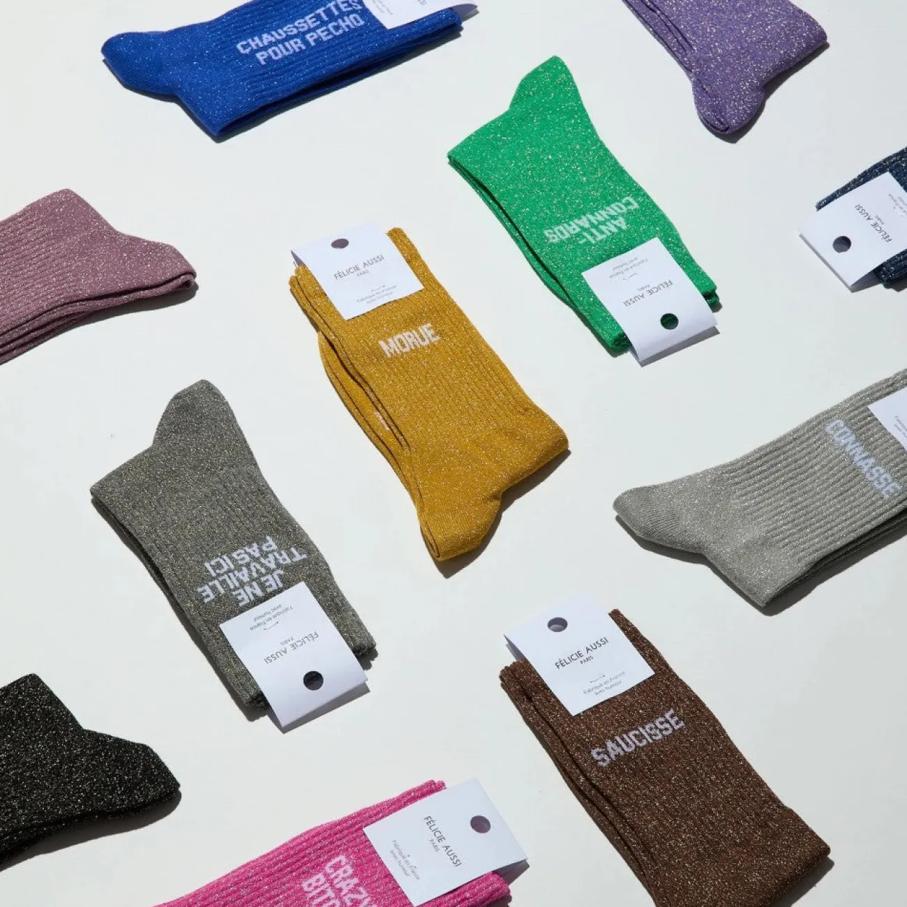 FÉLICIE AUSSI Homewear | Chaussettes À Paillettes^Chaussettes Felicie Aussi à paillettes - Crazy bitch 36/40 Rose