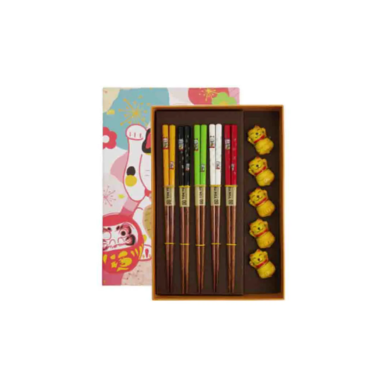 CNB TOKYO DESIGN Plats Sushis & Baguettes | Mugs, Bols Et Tasses^Coffret de 5 baguettes - Lucky Cat Color