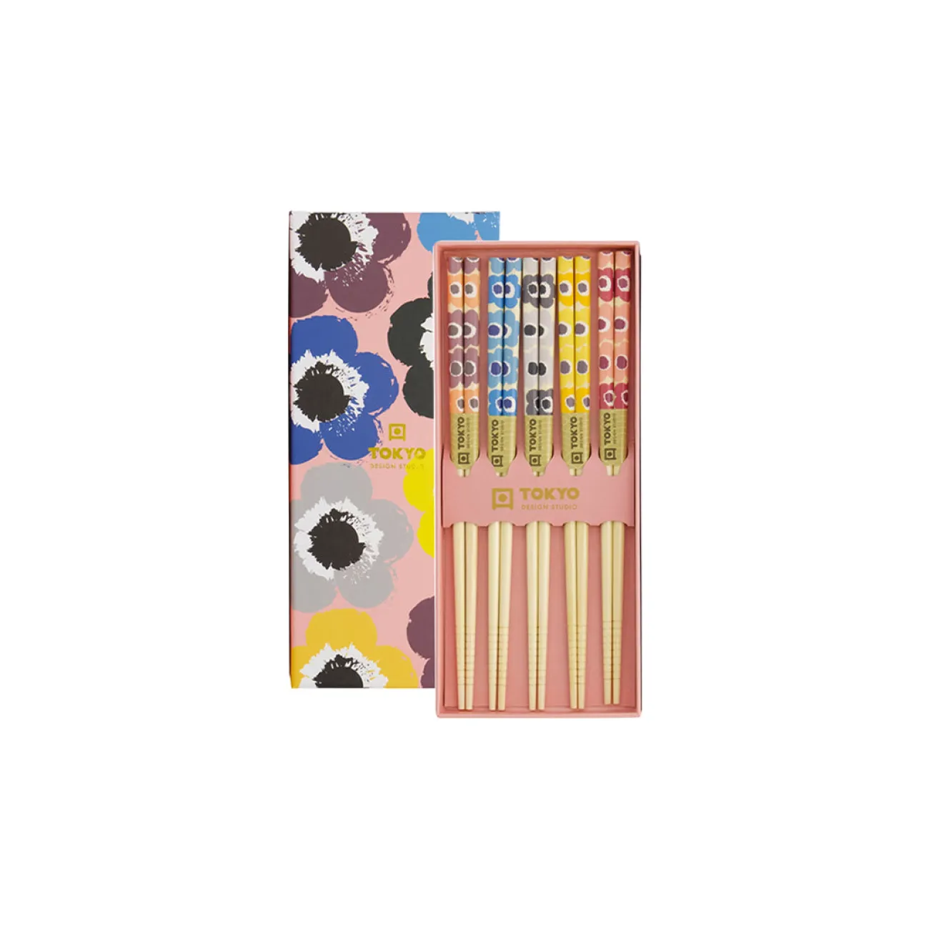 CNB TOKYO DESIGN Plats Sushis & Baguettes^Coffret de 5 baguettes - Pink Flowers