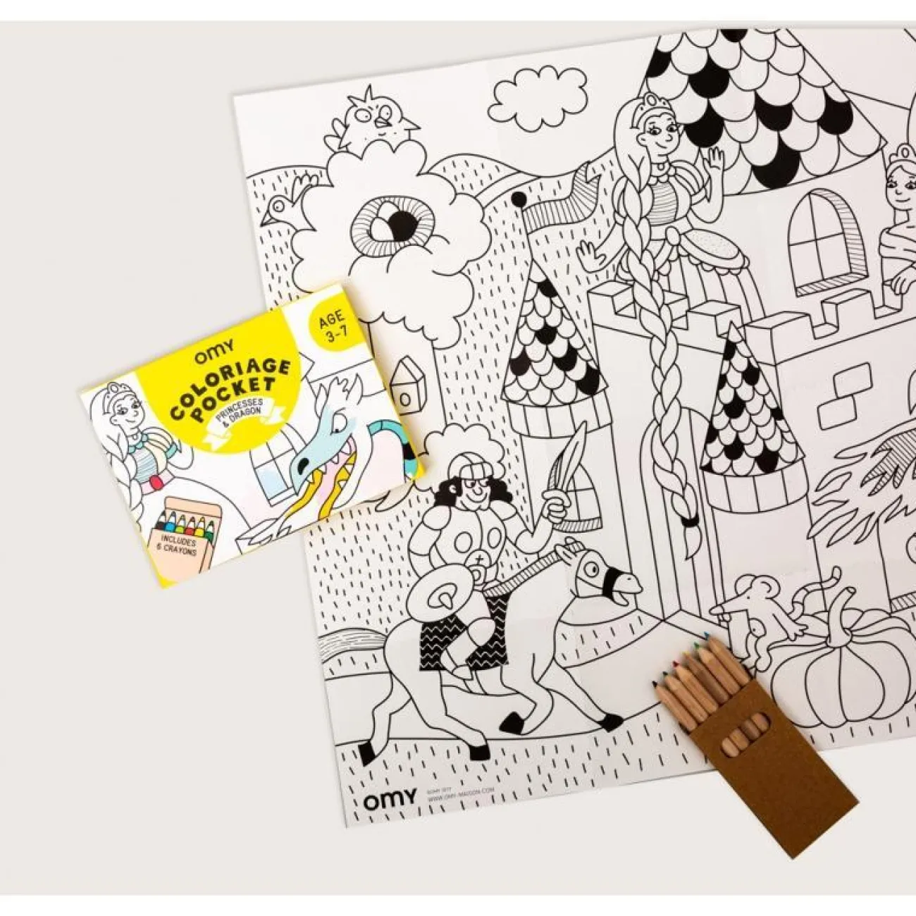 Enfant OMY Jouets Et Coloriages^Coloriage pocket - Princesses et Dragons