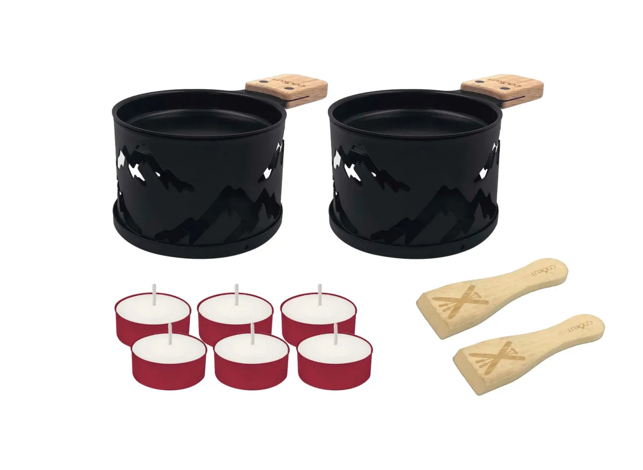 COOKUT Ustensiles De Cuisine^Raclette à la bougie pour 2 série limitée - montagne noir