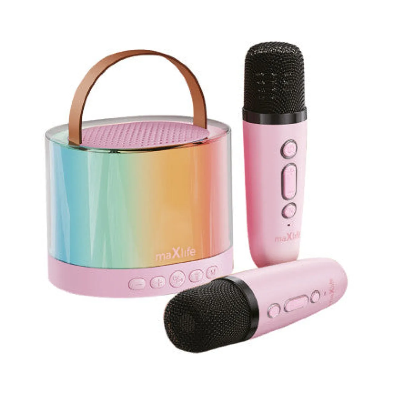GROUPE H4 Jeux & Fun^Enceinte Karaoké Bluetooth & 2 micros sans fil - rose