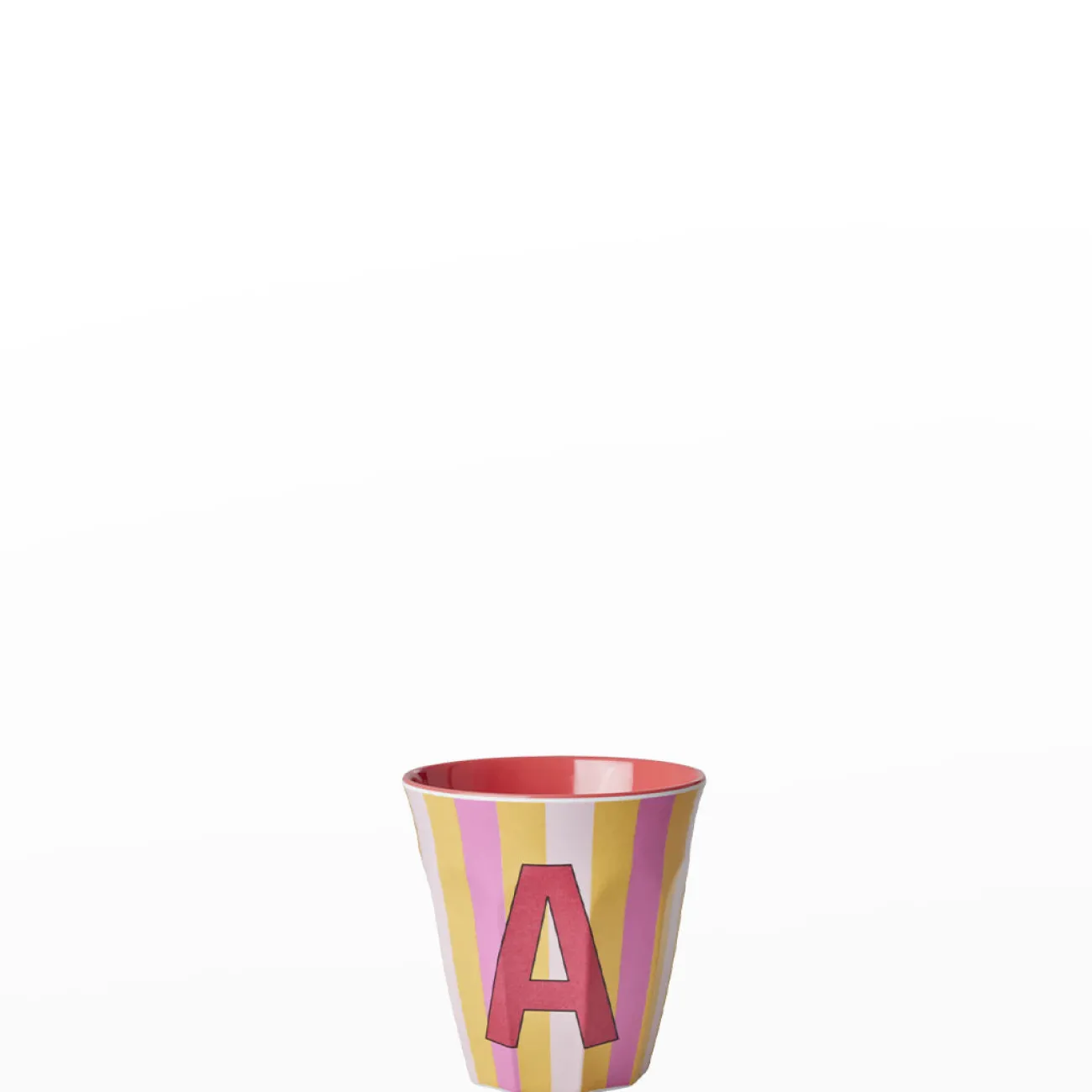 Enfant RICE Vaisselle Enfants | Verres^Gobelet Lettre mélamine Rayures tons roses - toutes les lettres