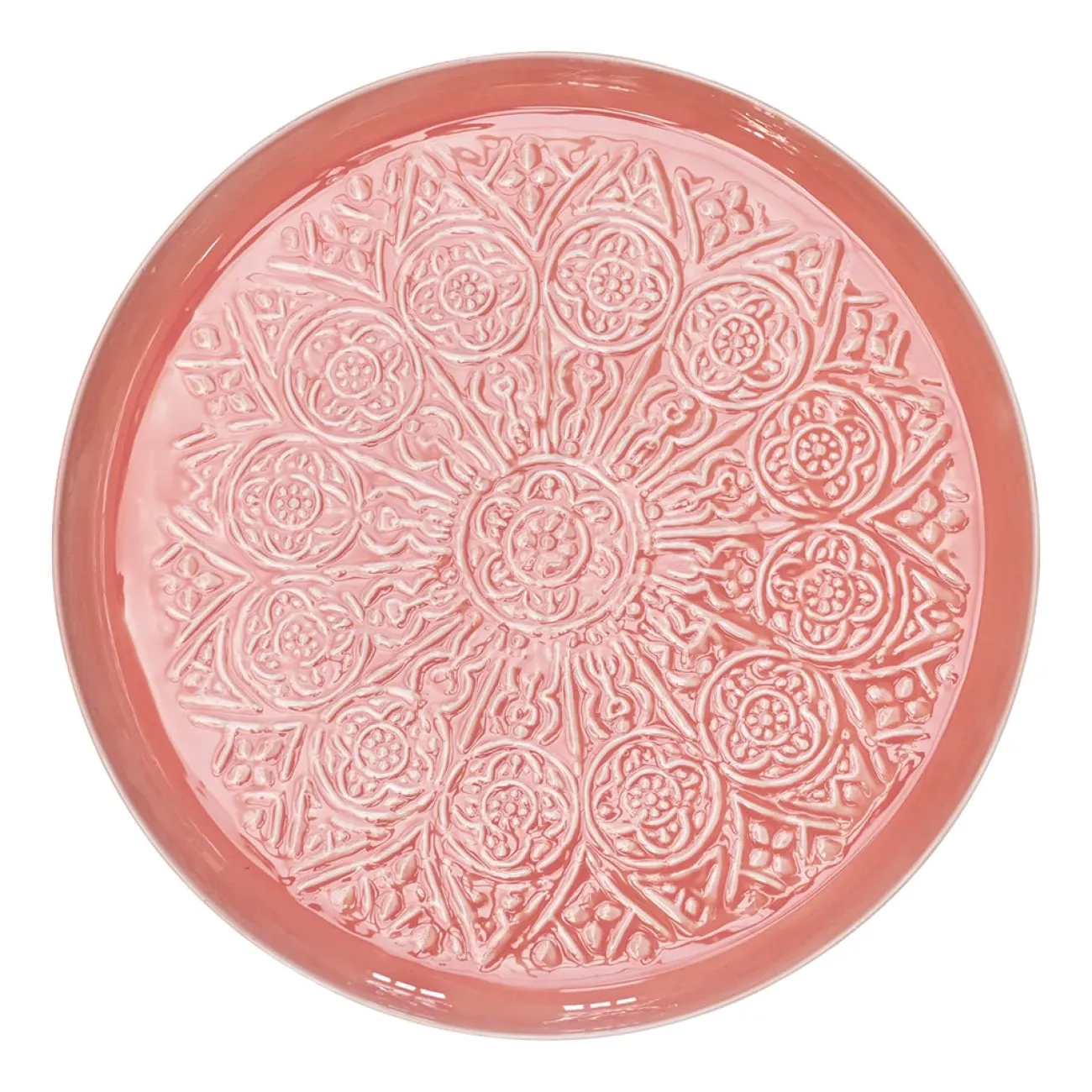 RICE Plats Et Assiettes^Grand Plateau Rond Métal Ø 52 cm - Corail