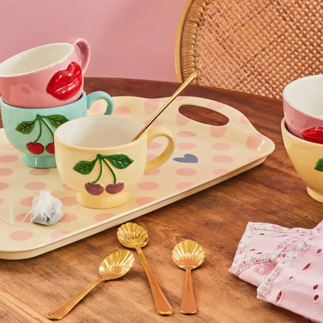 RICE Mugs, Bols Et Tasses | Saladiers, Bols Et Coupelles^Mug céramique cerises Ø 9.5 cm - menthe