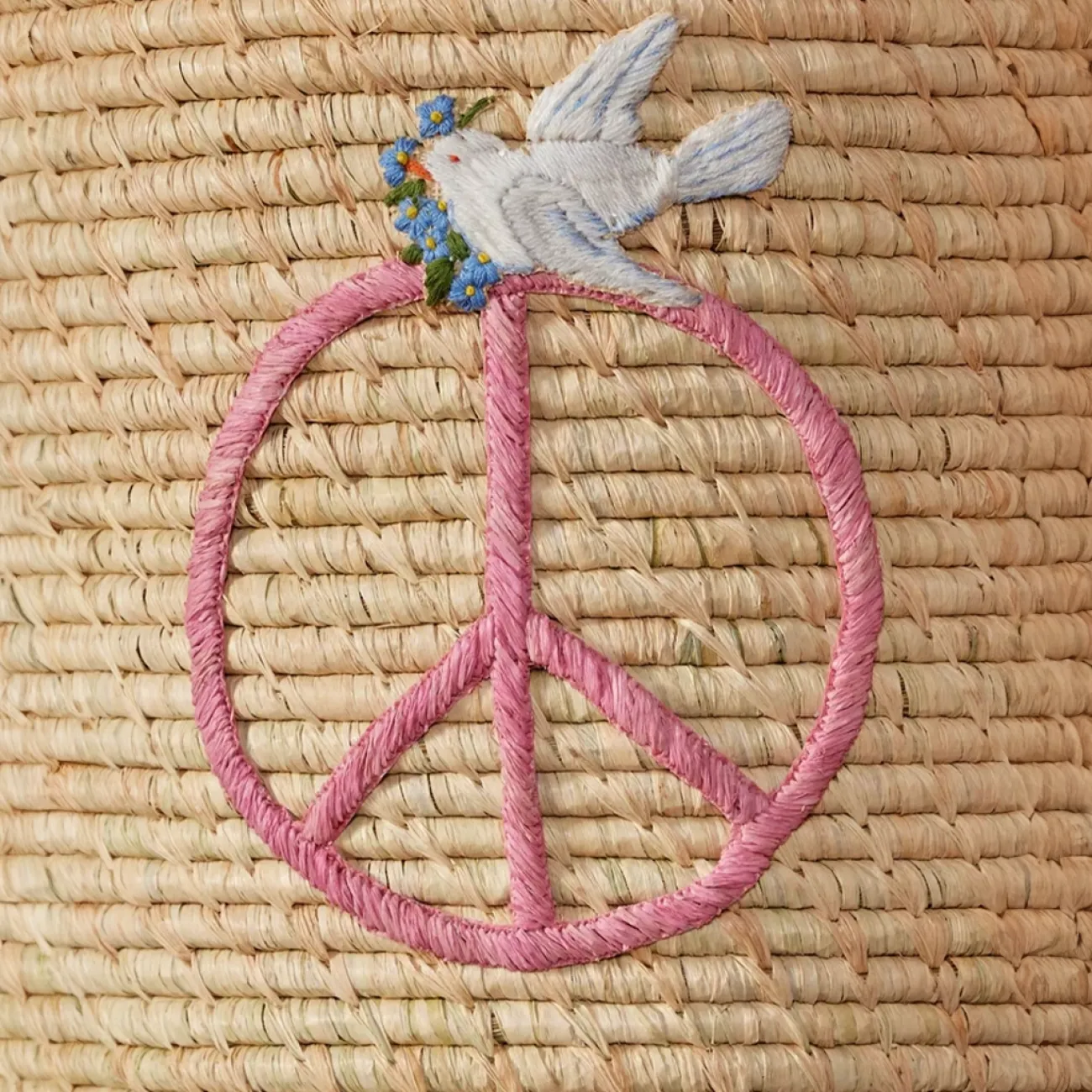 RICE Rangements^Panier Raphia naturel - Peace & Love