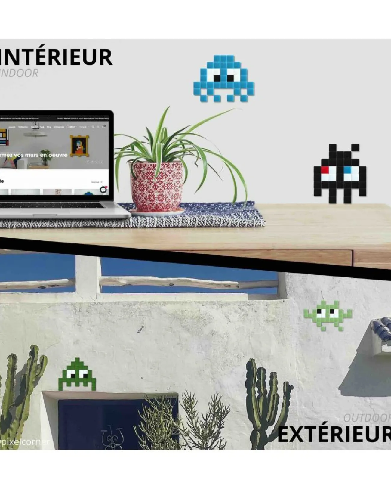 KUBBICK Affiches, Décos Murales^Pixel Art kit - Alien rouge