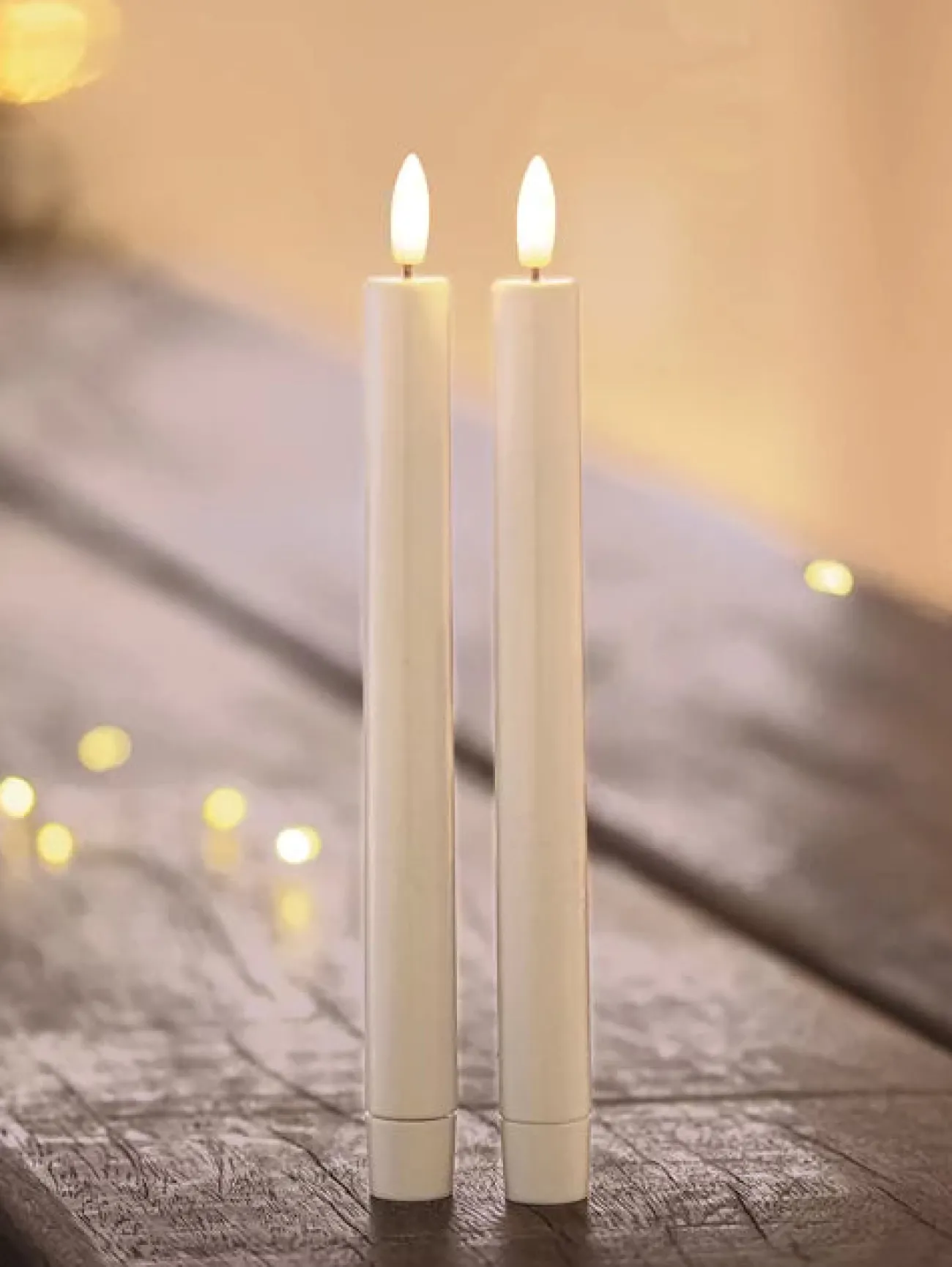SIRIUS Bougies Décoratives^Set de 2 Bougies blanches LED  h.25 cm