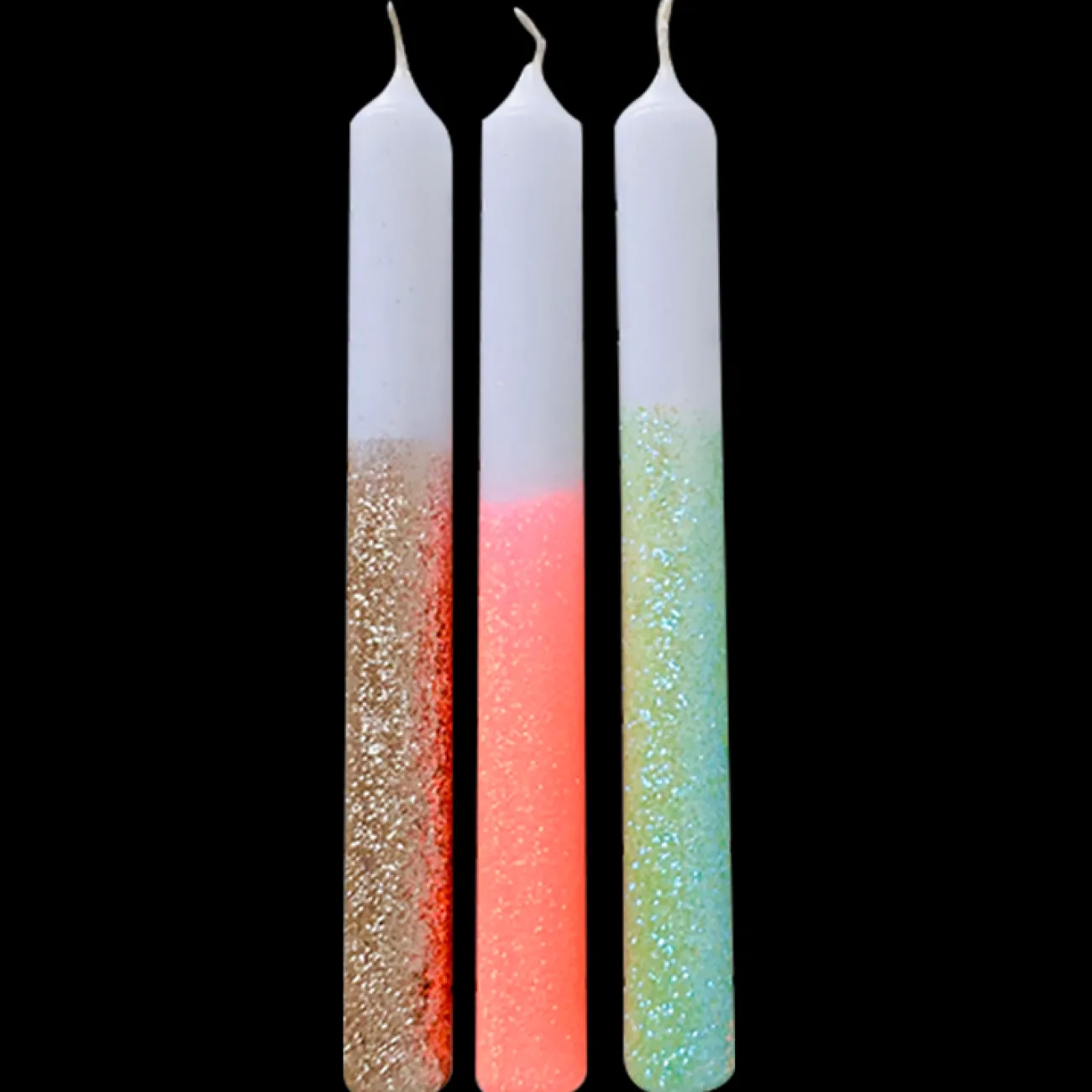 PINK STORIES Bougies Décoratives^Set de 3 bougies Dip dye Glitter - anniversary
