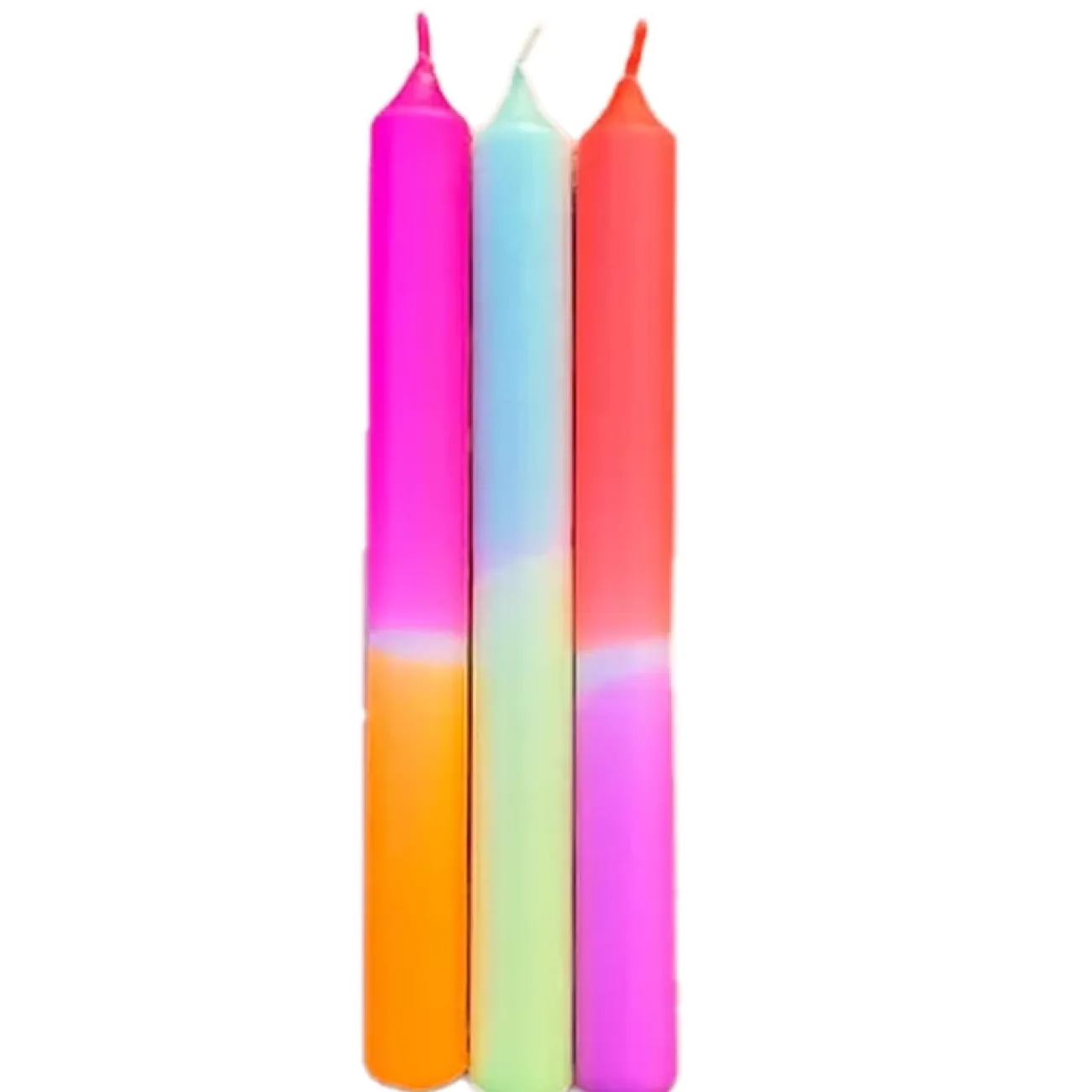 PINK STORIES Bougies Décoratives^Set de 3 bougies Dip dye Neon - Tangerine sunset