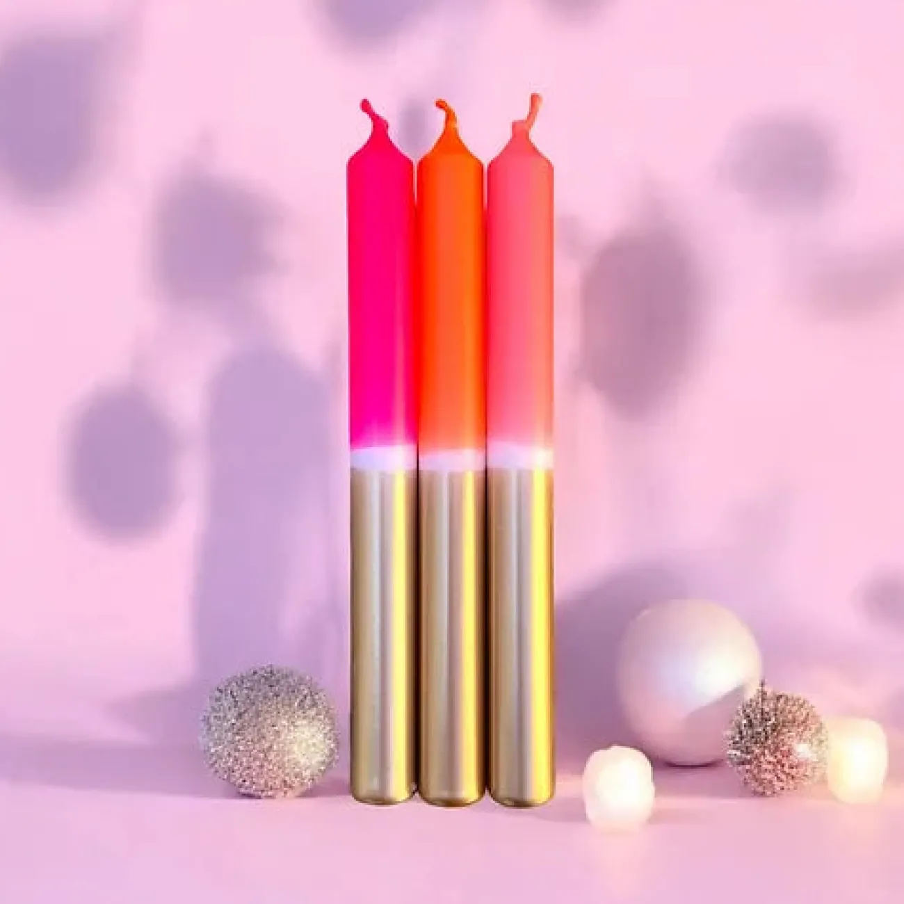PINK STORIES Bougies Décoratives^Set de 3 bougies Dip Dye Xmas - gingerbread