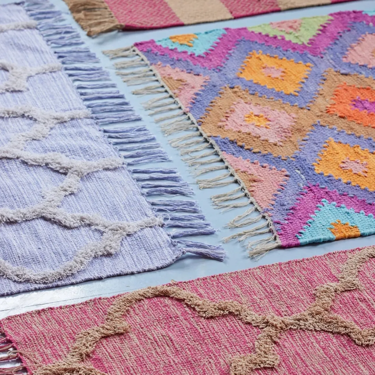 RICE Tapis, Plaids & Coussins^Tapis coton 120 x 220 cm - Boho Lavande