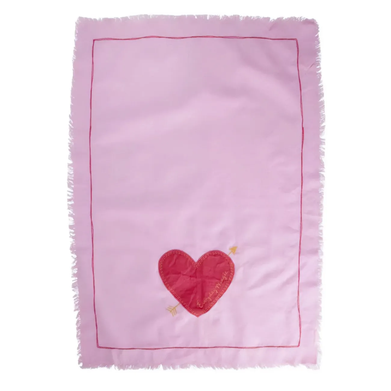RICE Ustensiles De Cuisine^Torchon brodé Enzyme - Coeur Rose "Everyday Magic"