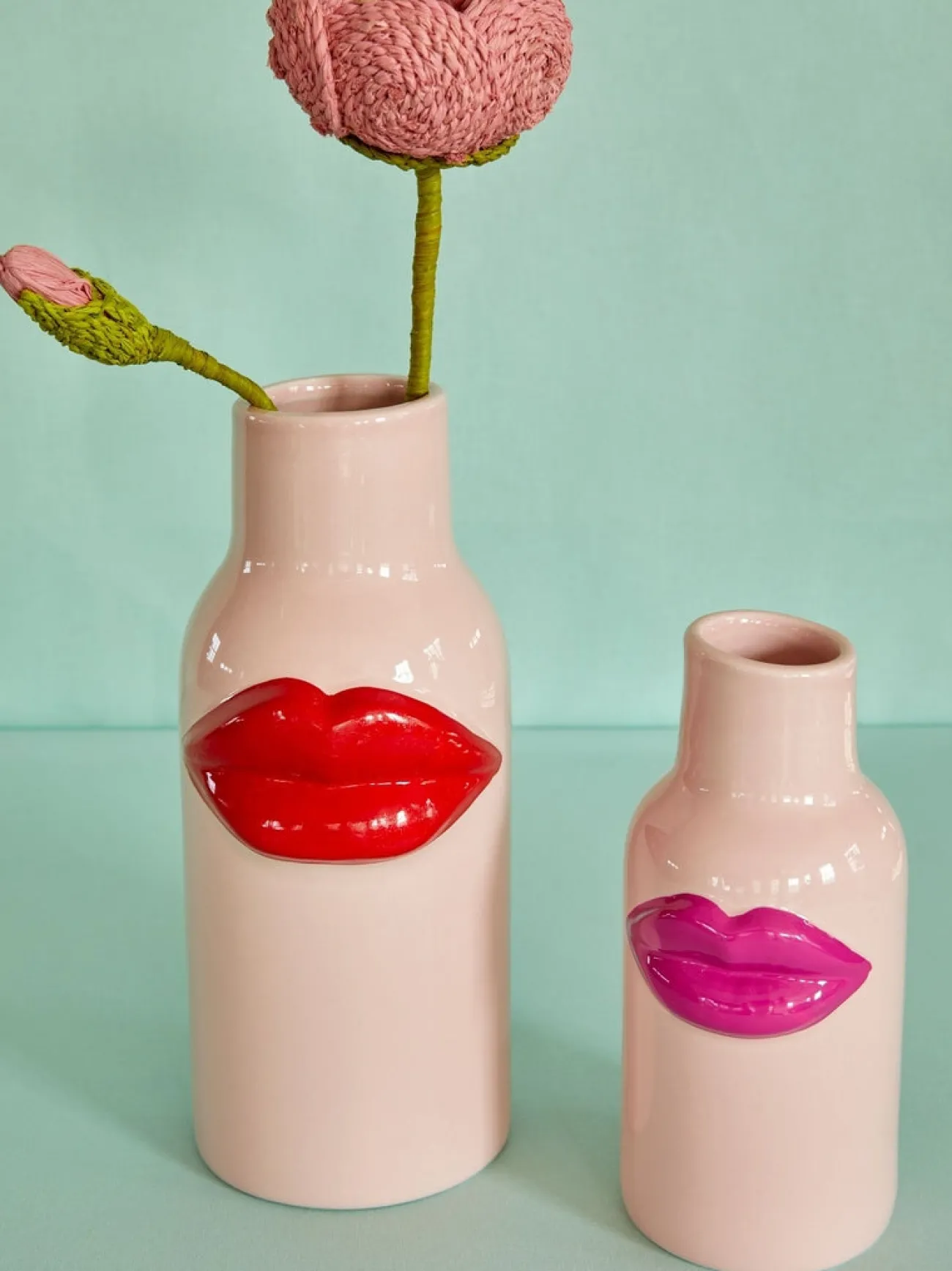 RICE Vases, Caches Pot^Vase bouche L et Rouge - Lipstick
