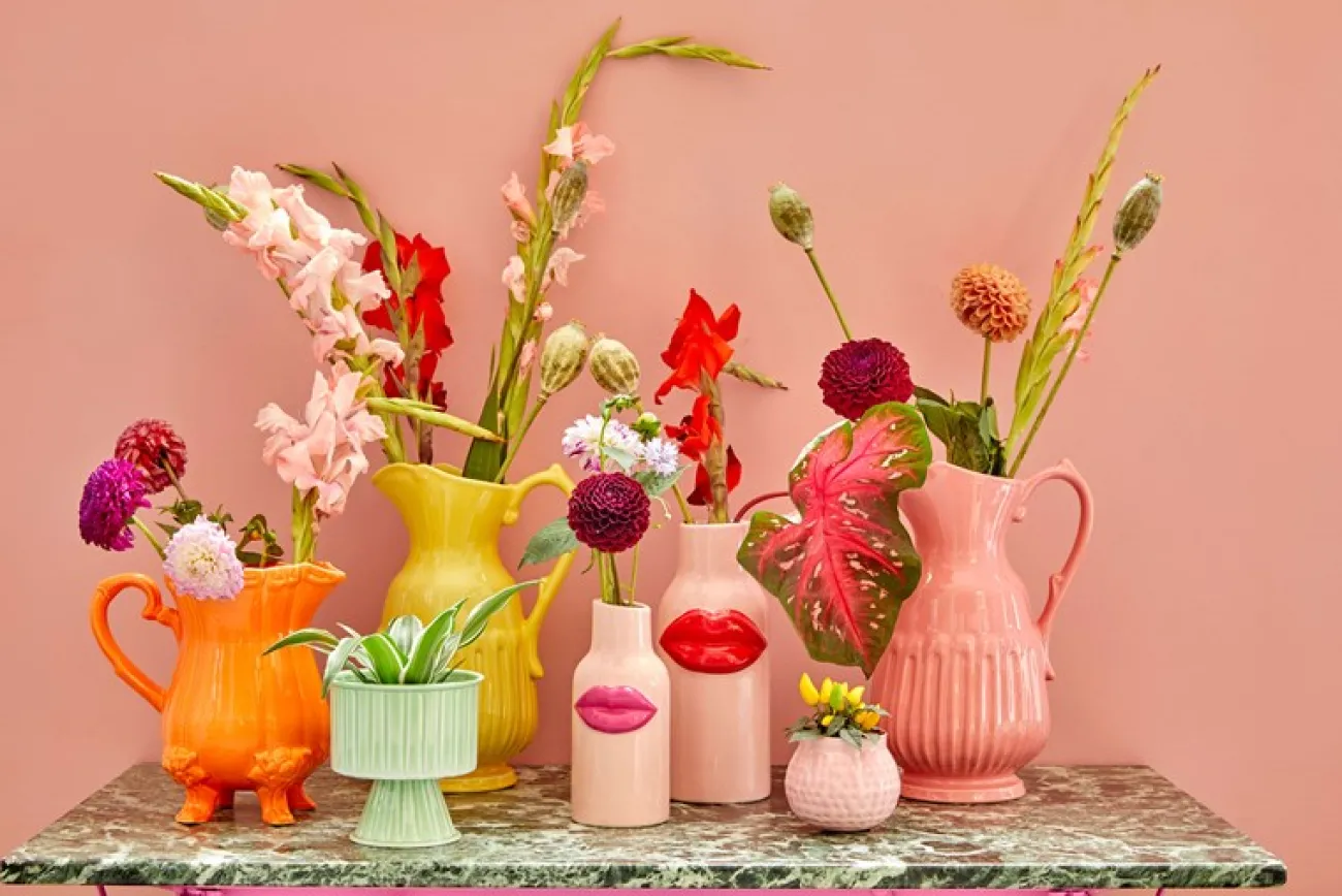 RICE Vases, Caches Pot^Vase bouche S et Rose - Lipstick