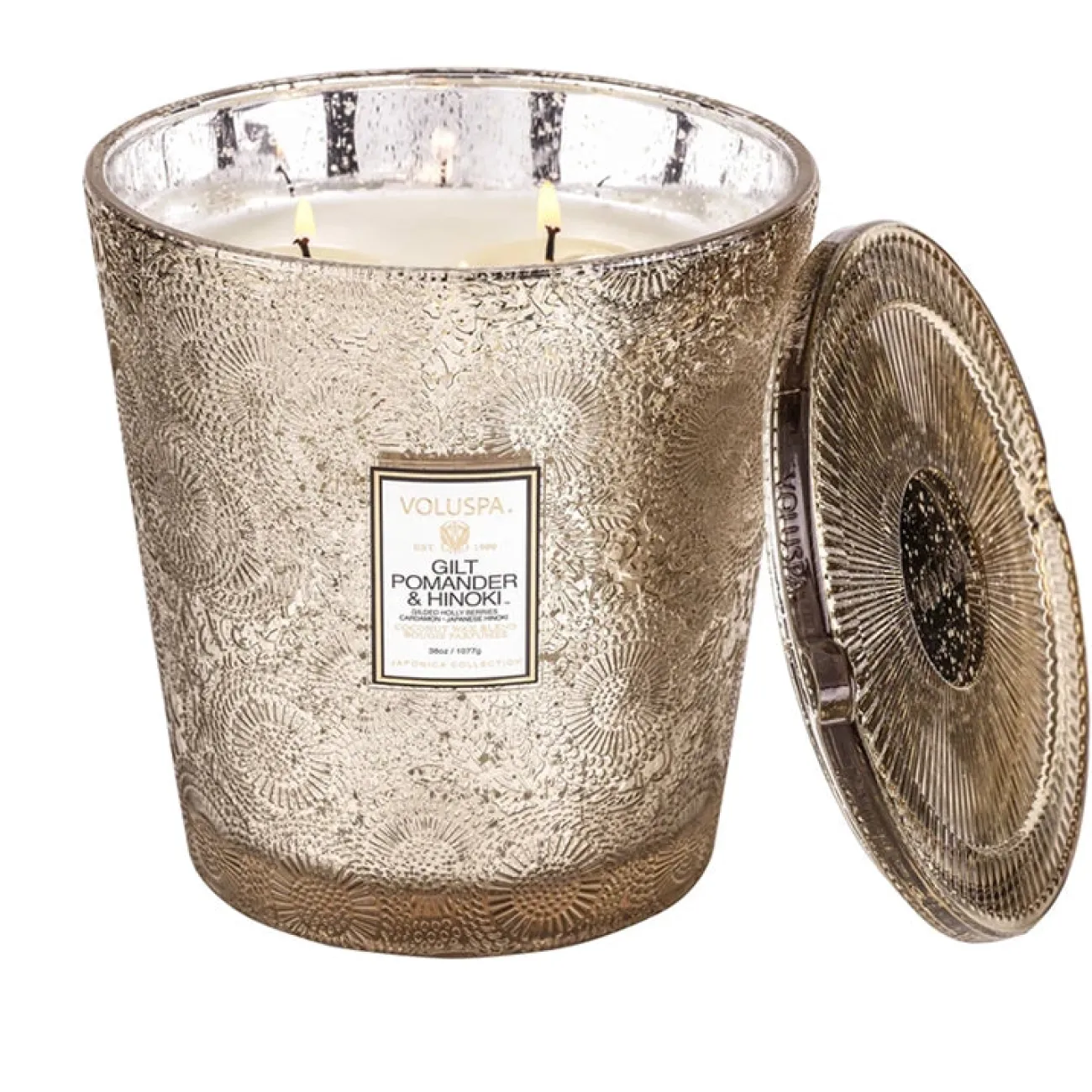 AROMA HOME/VOLUSPA Bougies Parfumées Et Diffuseurs^Voluspa bougie parfumée 1kg 3 mèches - Gilt Pomander & Hinoki